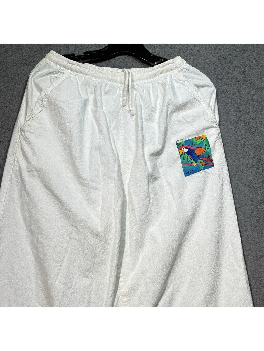 Vintage 90s PEER By Peter Mussfeld Cancun Parrot Cotton Pants Mens S White Beach